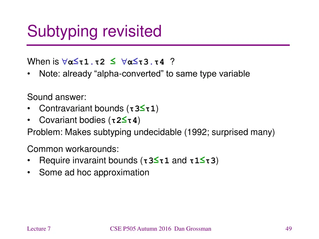 subtyping revisited
