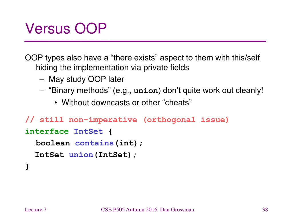 versus oop