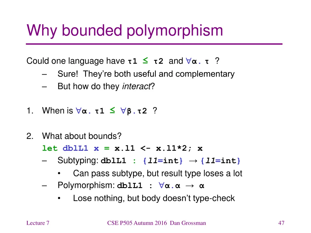 why bounded polymorphism