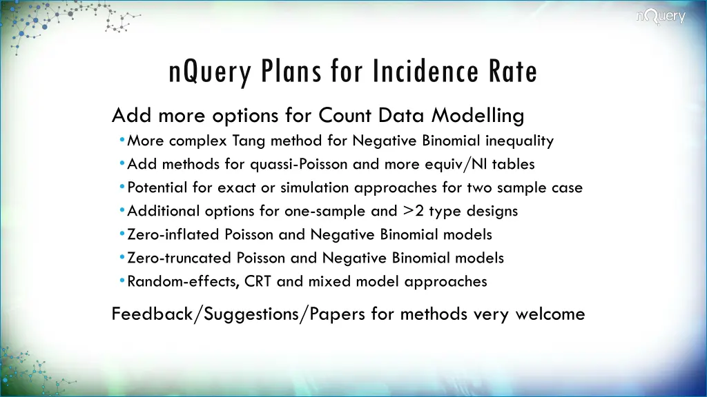 nquery plans for incidence rate add more options