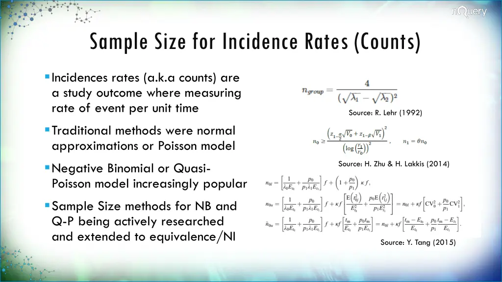 sample size for incidence rates counts