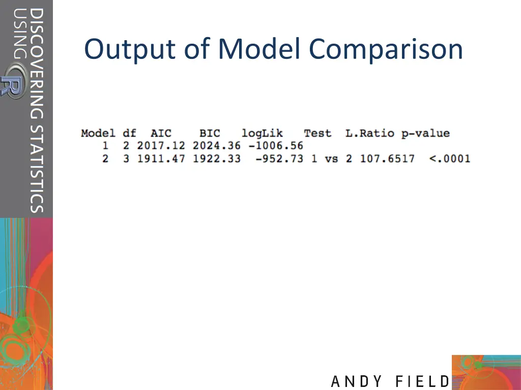 output of model comparison