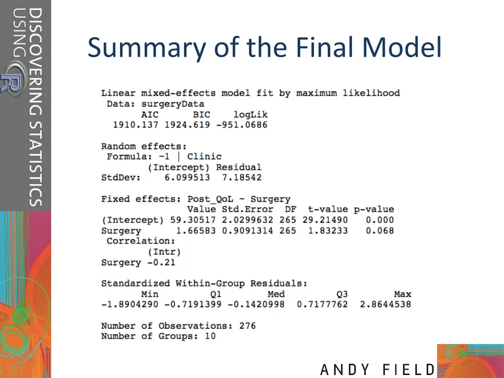 summary of the final model