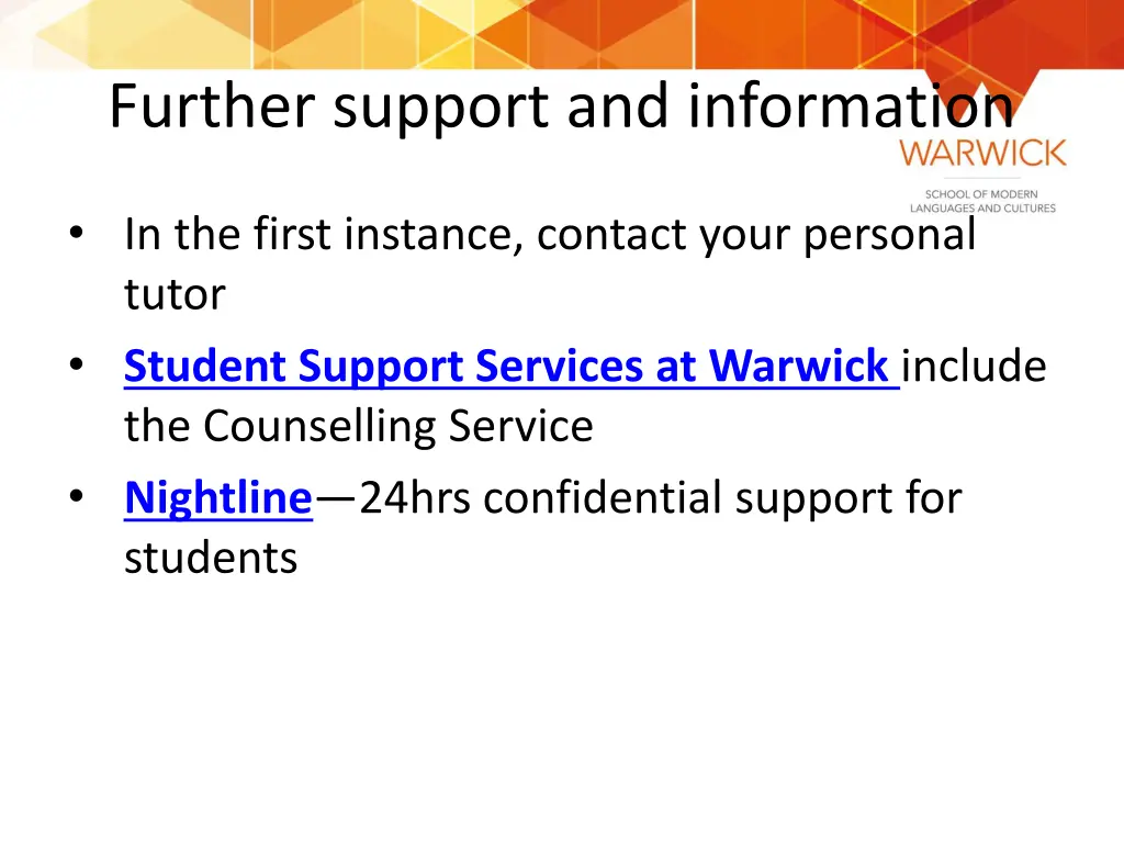 further support and information