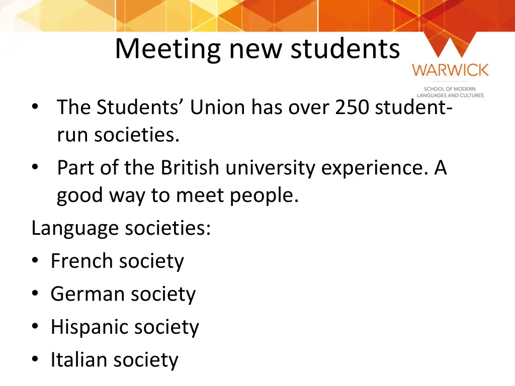 meeting new students