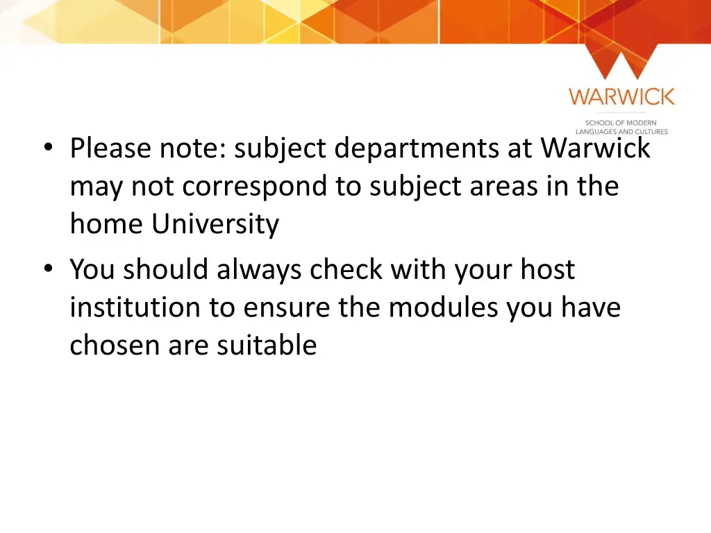 please note subject departments at warwick