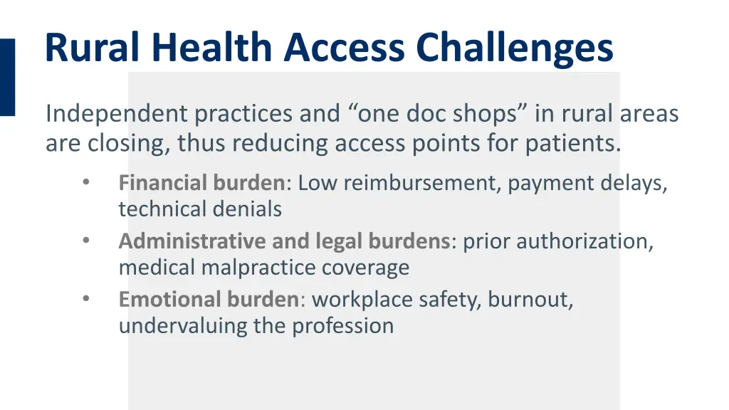 rural health access challenges