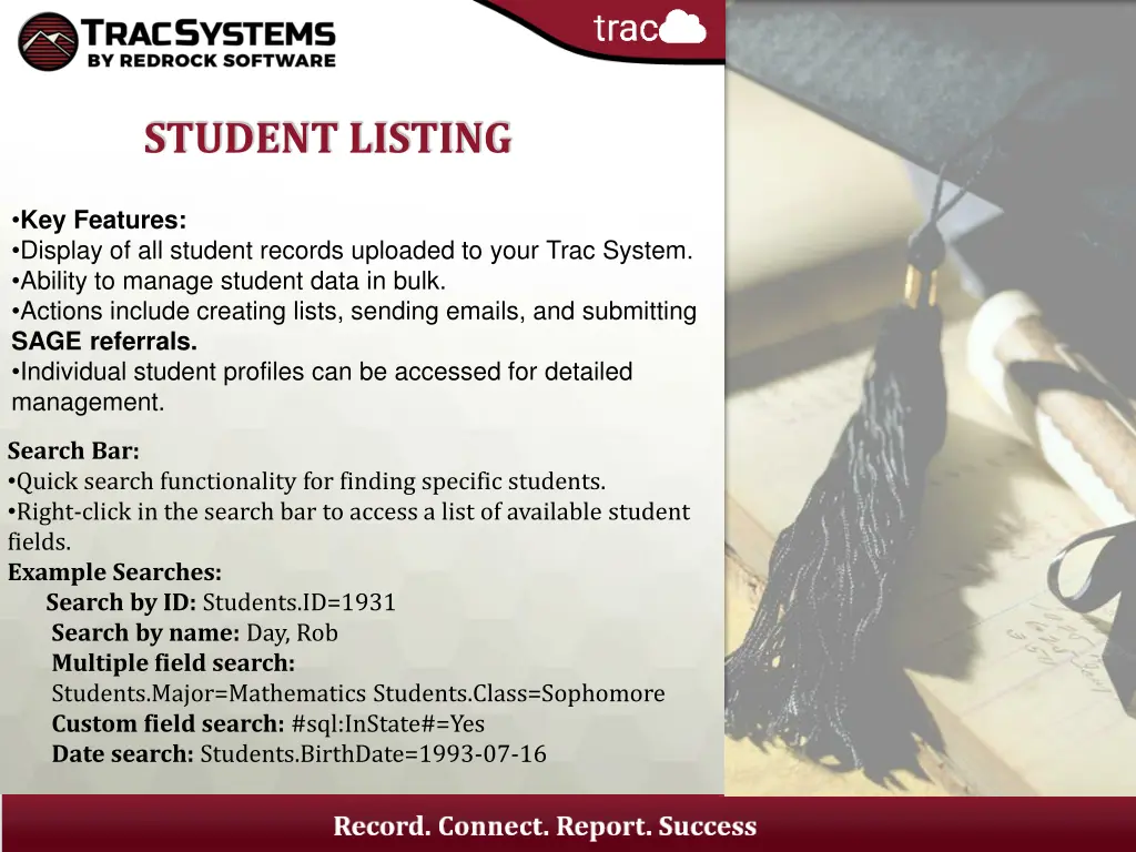 student listing