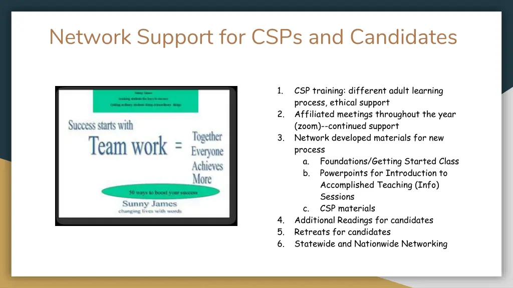 network support for csps and candidates
