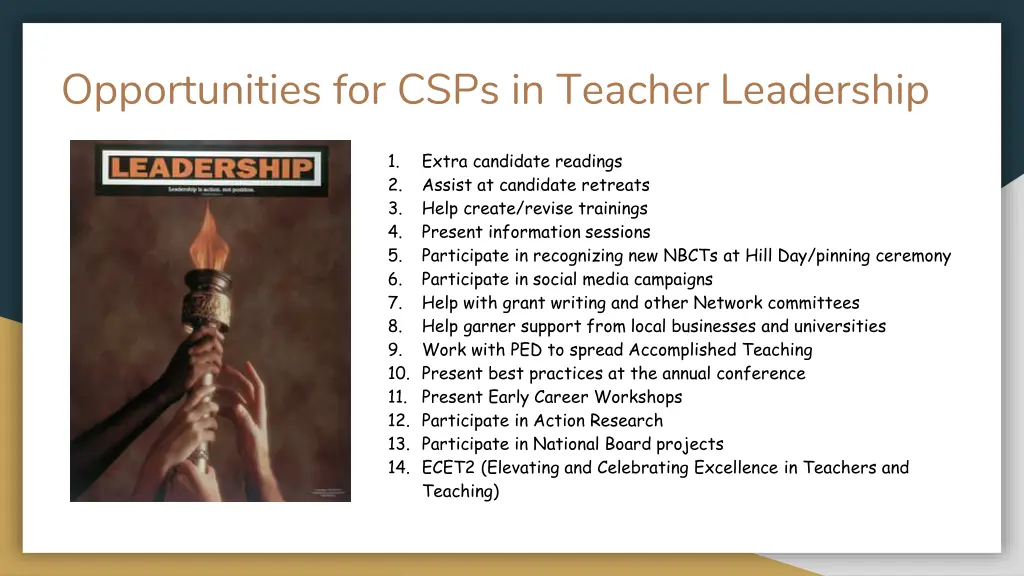 opportunities for csps in teacher leadership