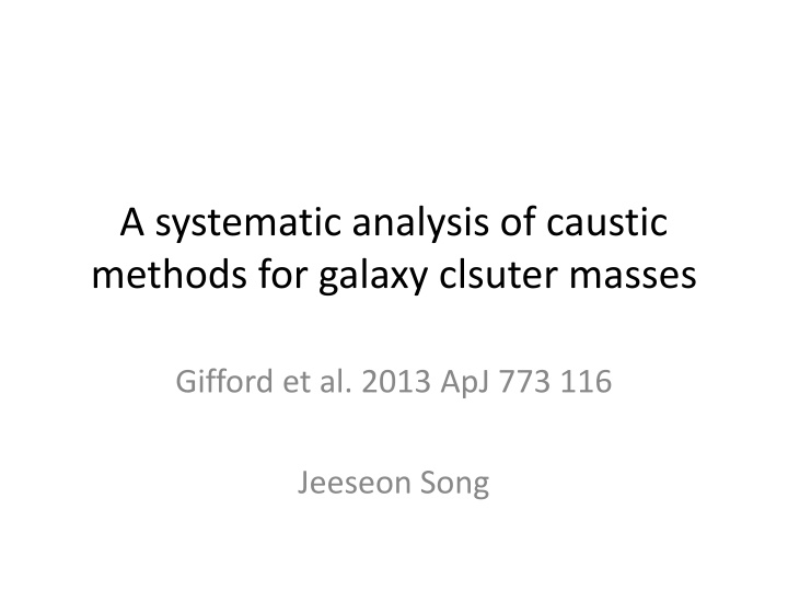 a systematic analysis of caustic methods