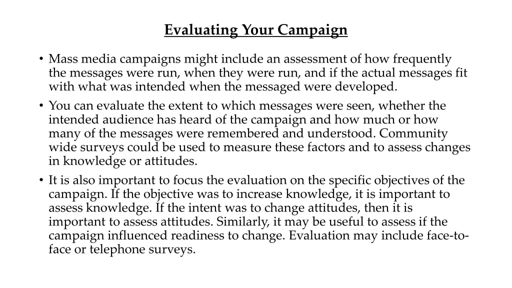 evaluating your campaign