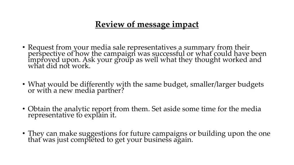 review of message impact