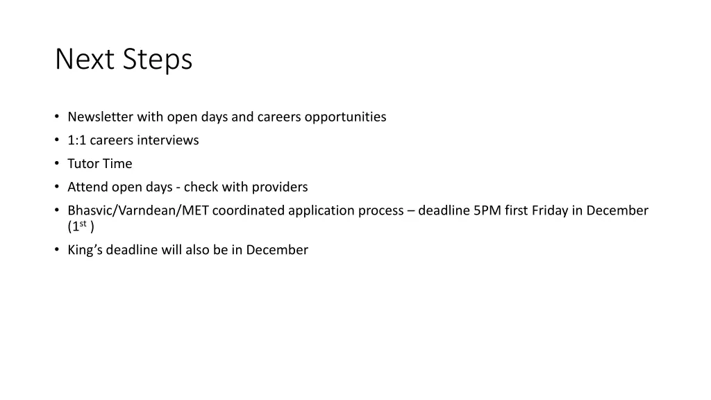 next steps