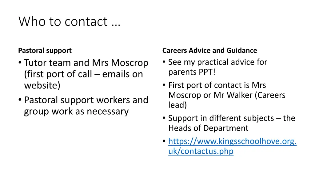 who to contact