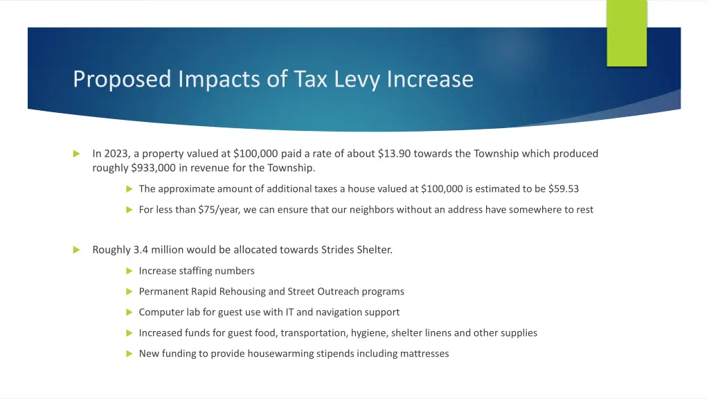 proposed impacts of tax levy increase