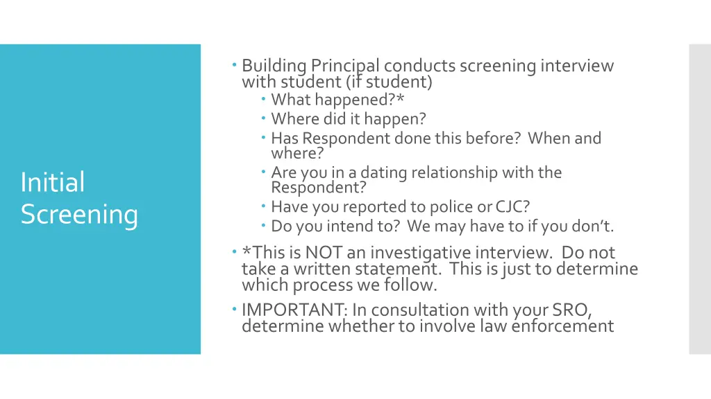 building principal conducts screening interview