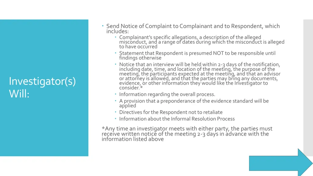 send notice of complaint to complainant