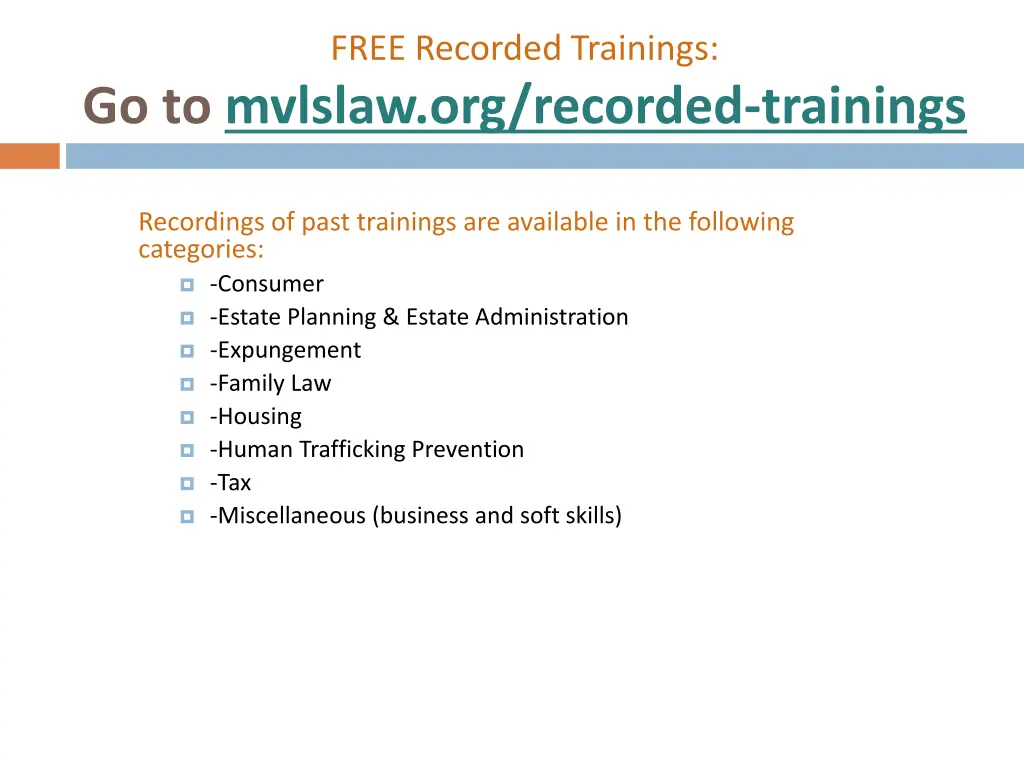 free recorded trainings