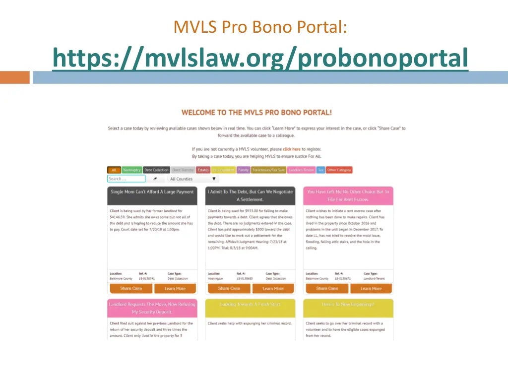 mvls pro bono portal