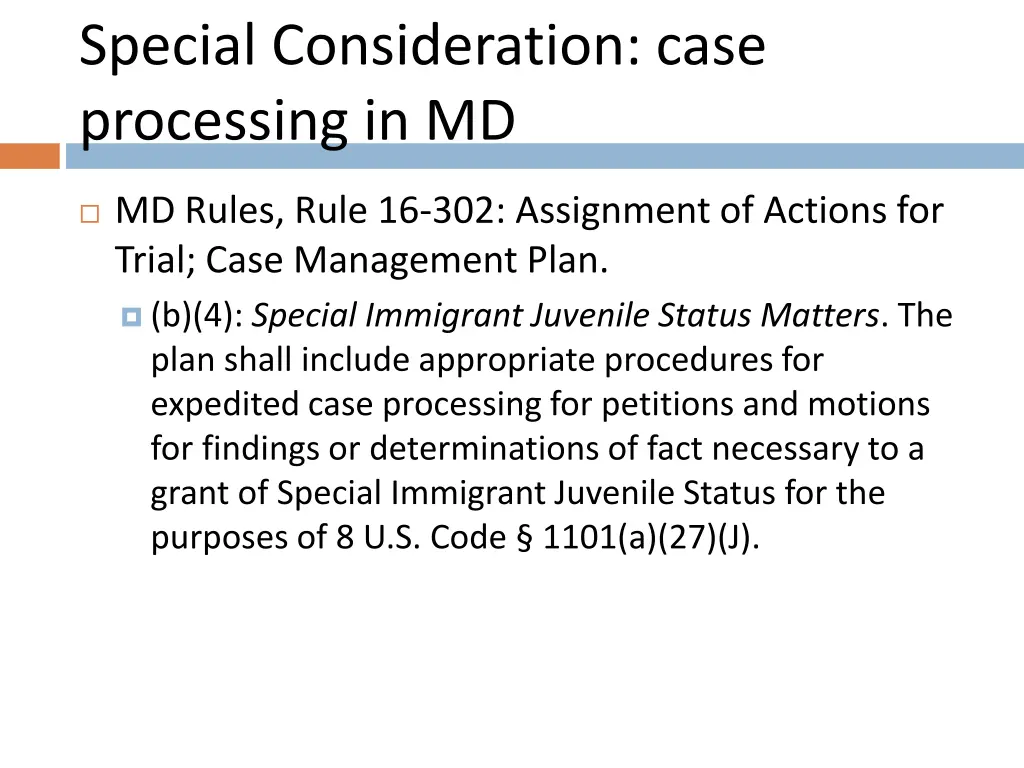 special consideration case processing in md