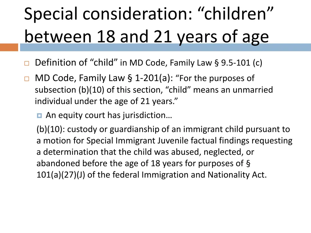 special consideration children between