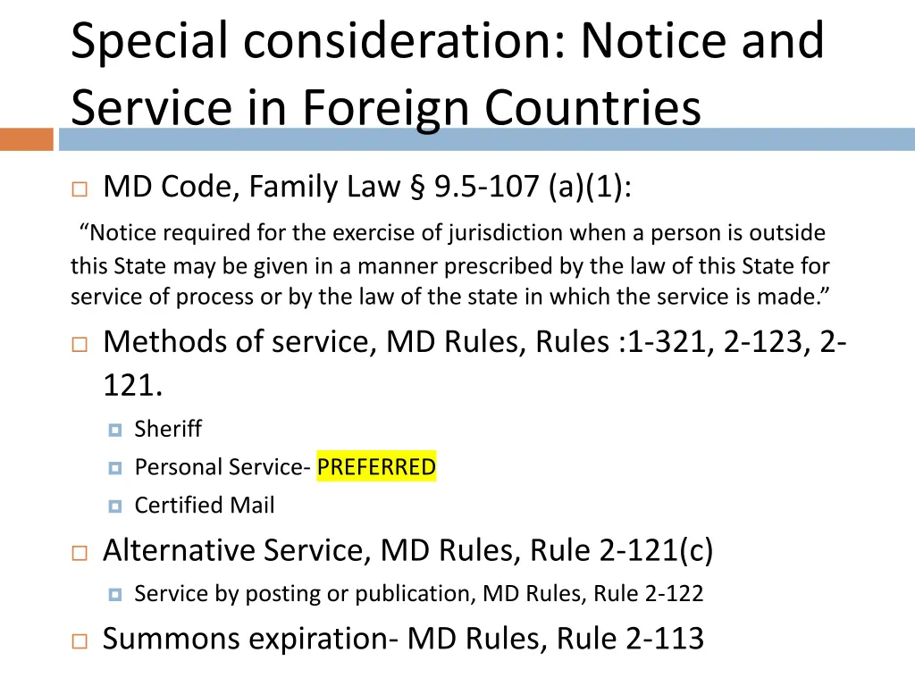 special consideration notice and service