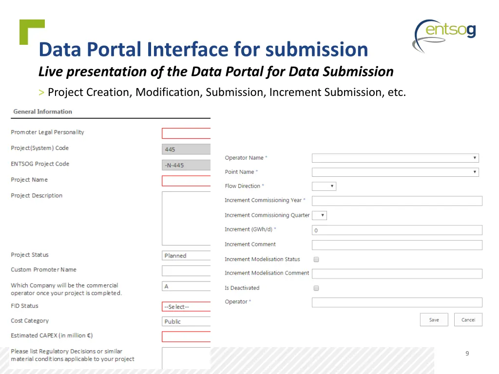 data portal interface for submission