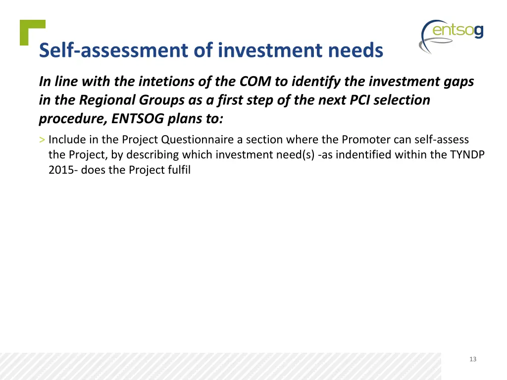 self assessment of investment needs