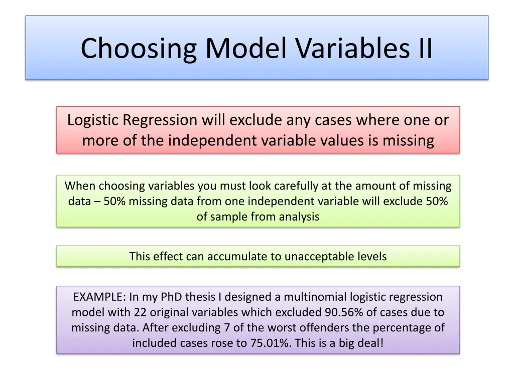 choosing model variables ii