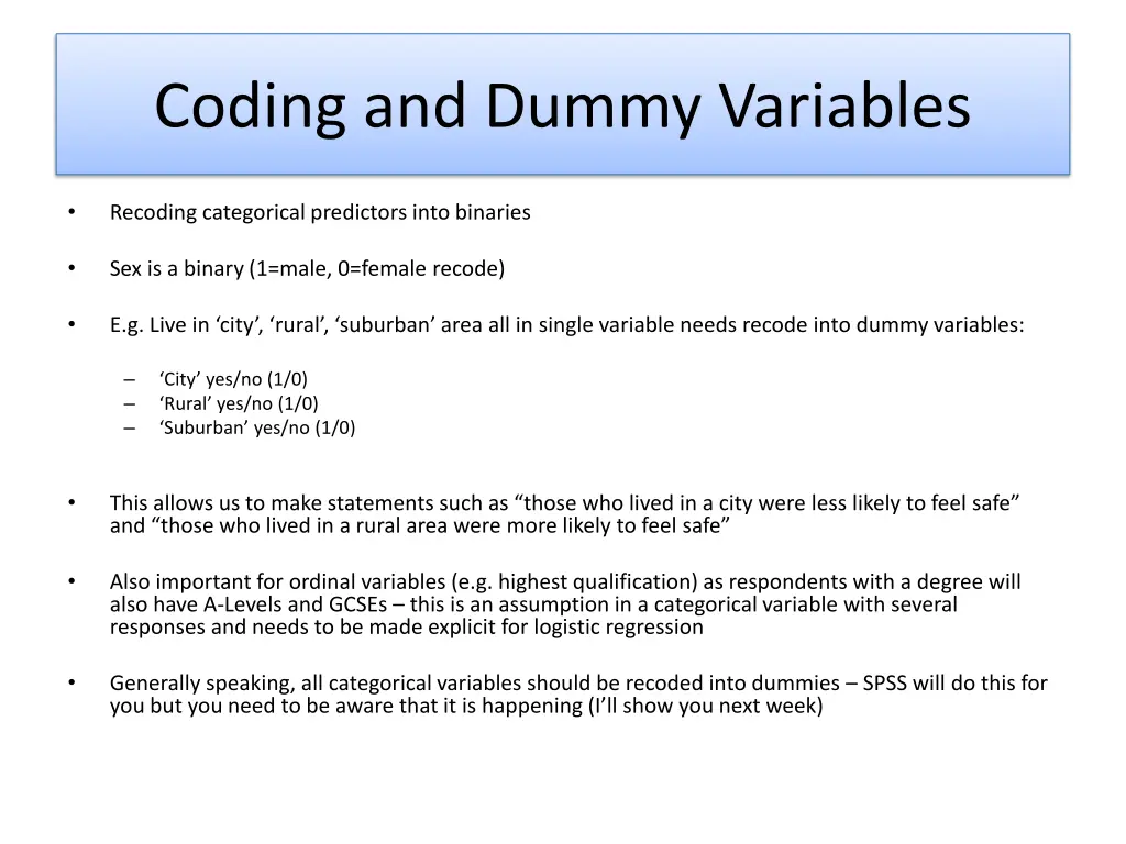 coding and dummy variables