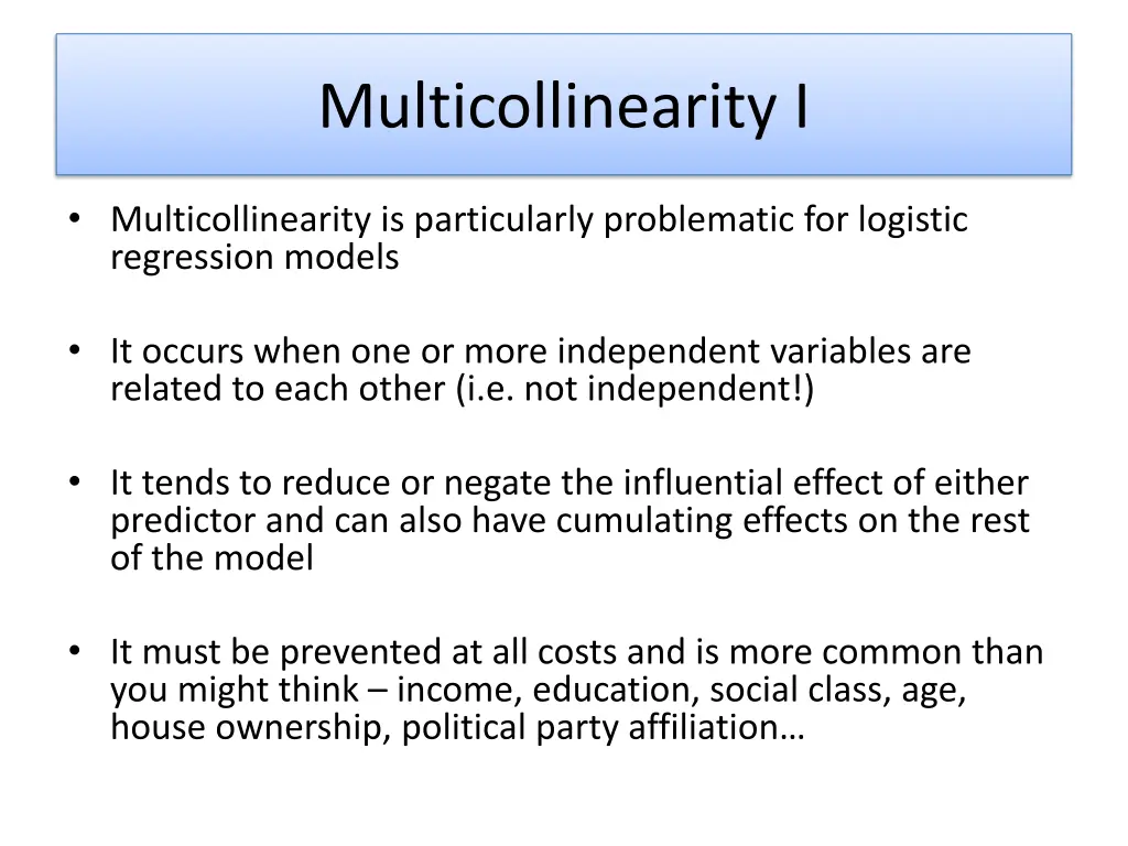 multicollinearity i