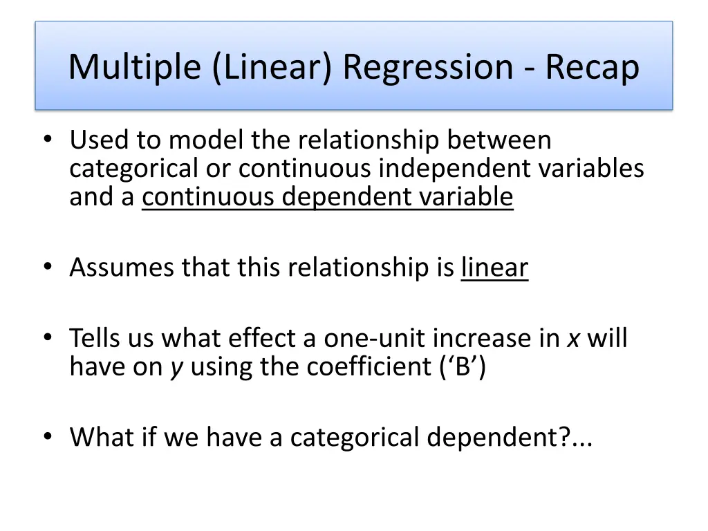 multiple linear regression recap