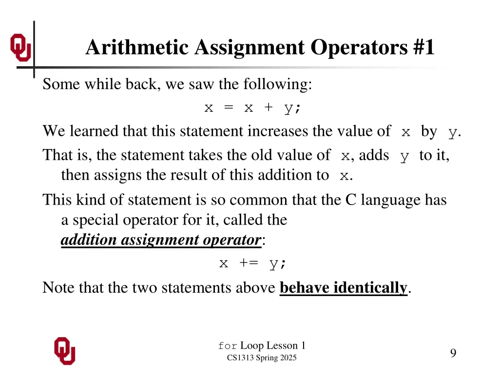 arithmetic assignment operators 1