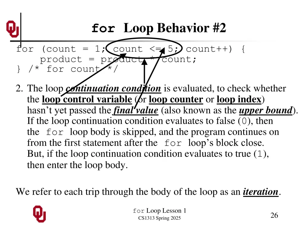 for loop behavior 2