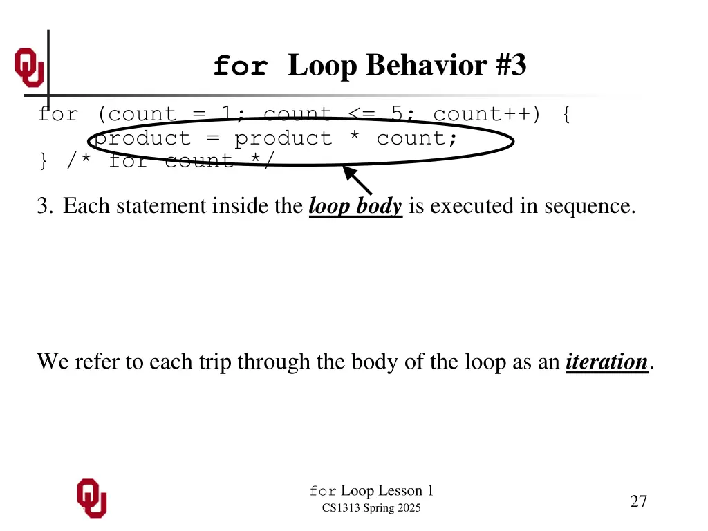for loop behavior 3