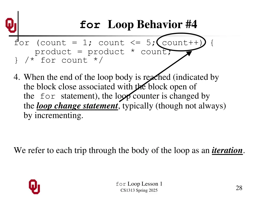 for loop behavior 4