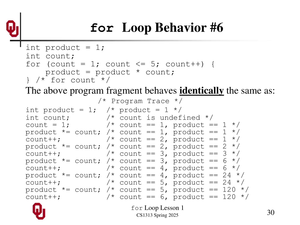 for loop behavior 6