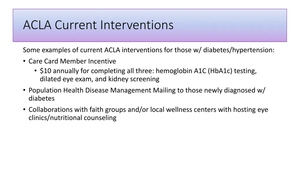 acla current interventions