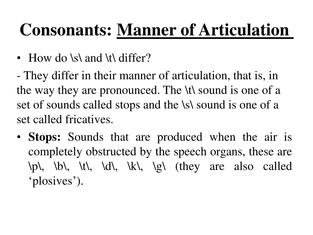 consonants manner of articulation 1