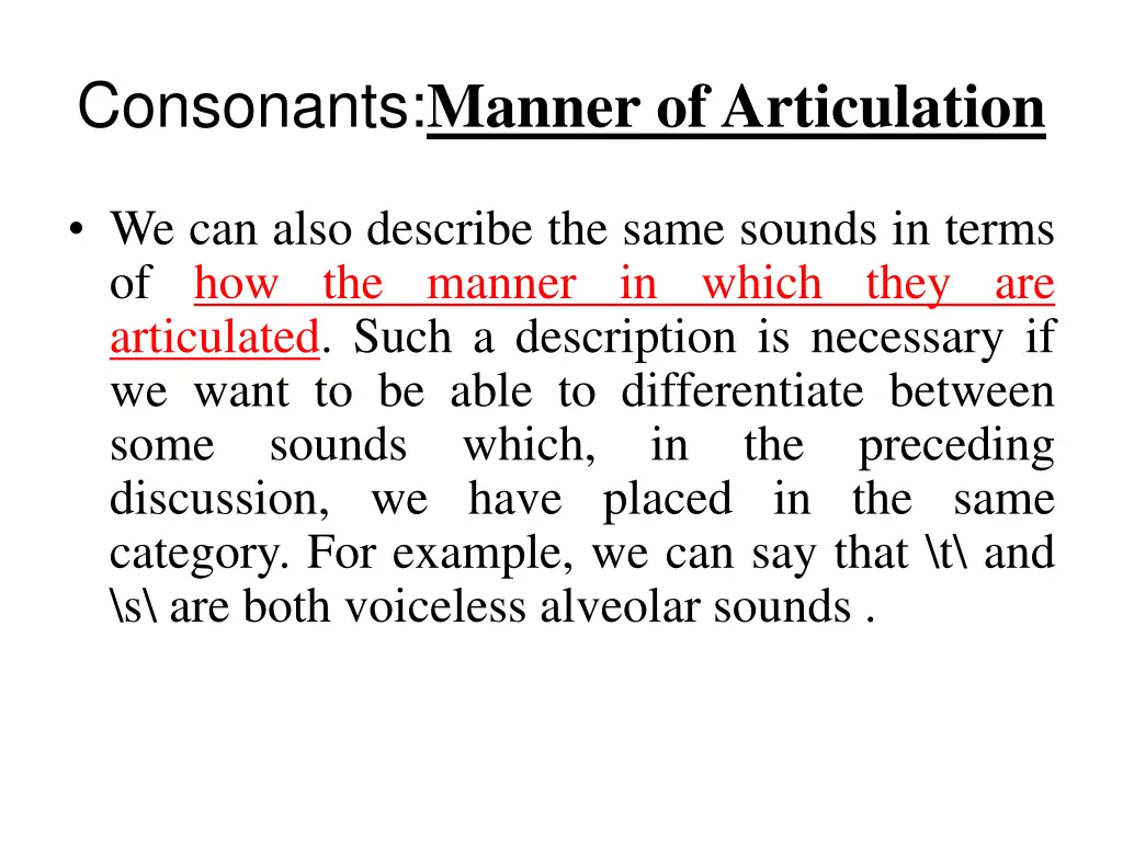 consonants manner of articulation