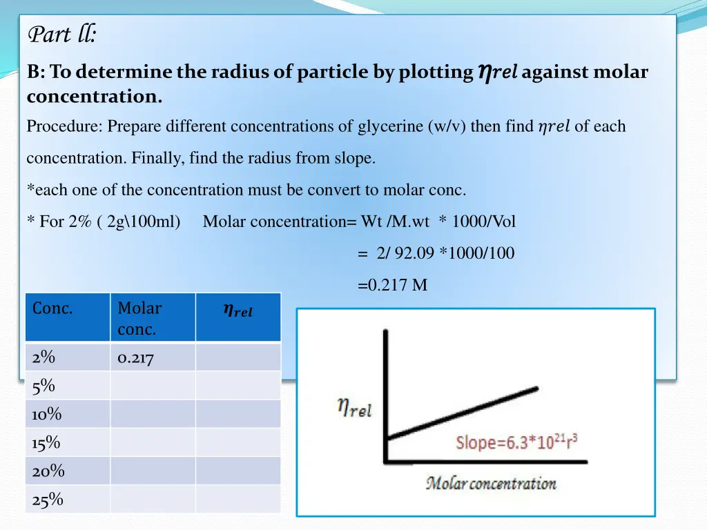part ll b to determine the radius of particle