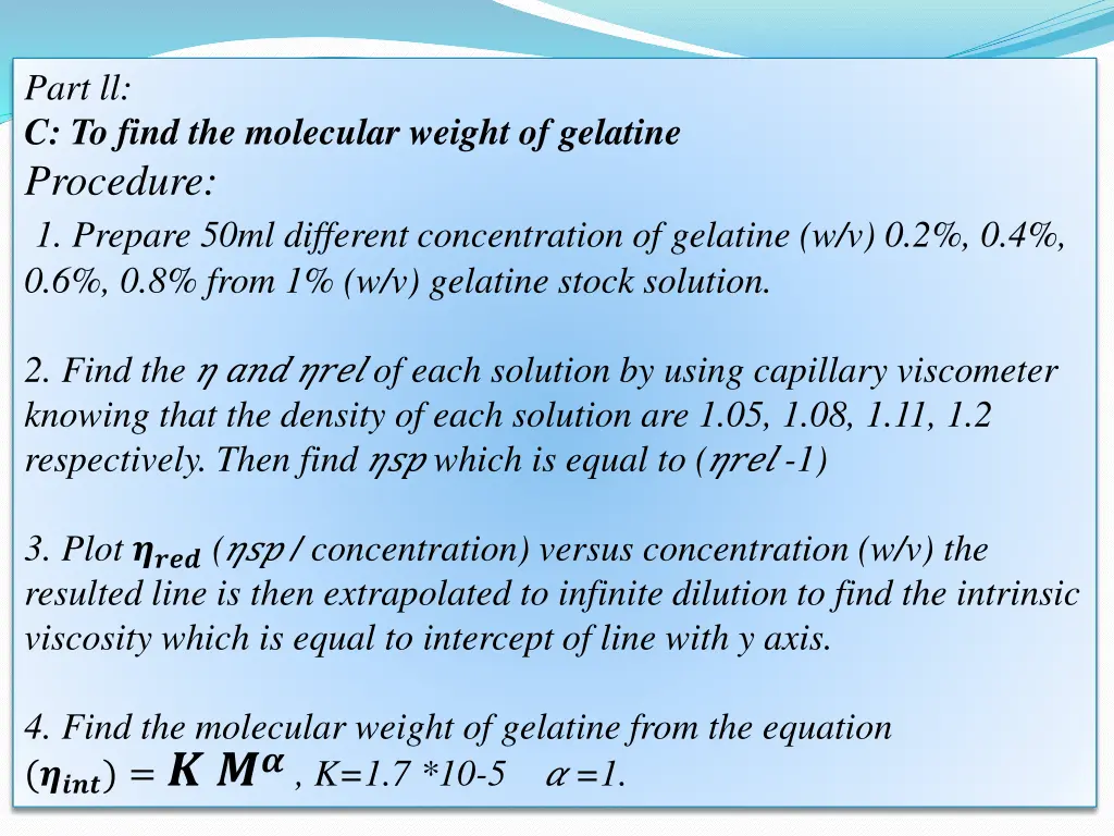 part ll c to find the molecular weight
