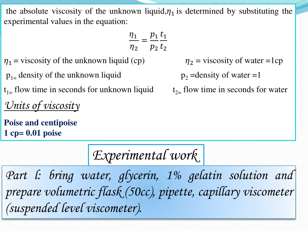 the absolute viscosity of the unknown liquid