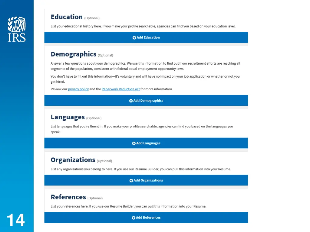 categories page