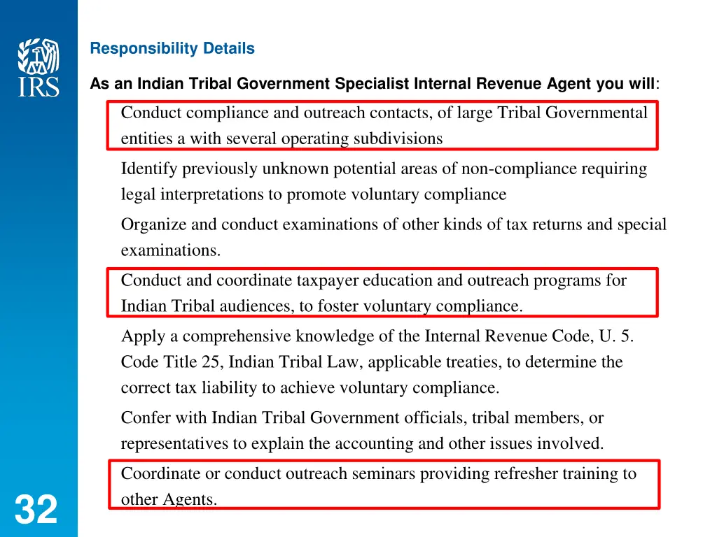 responsibility details