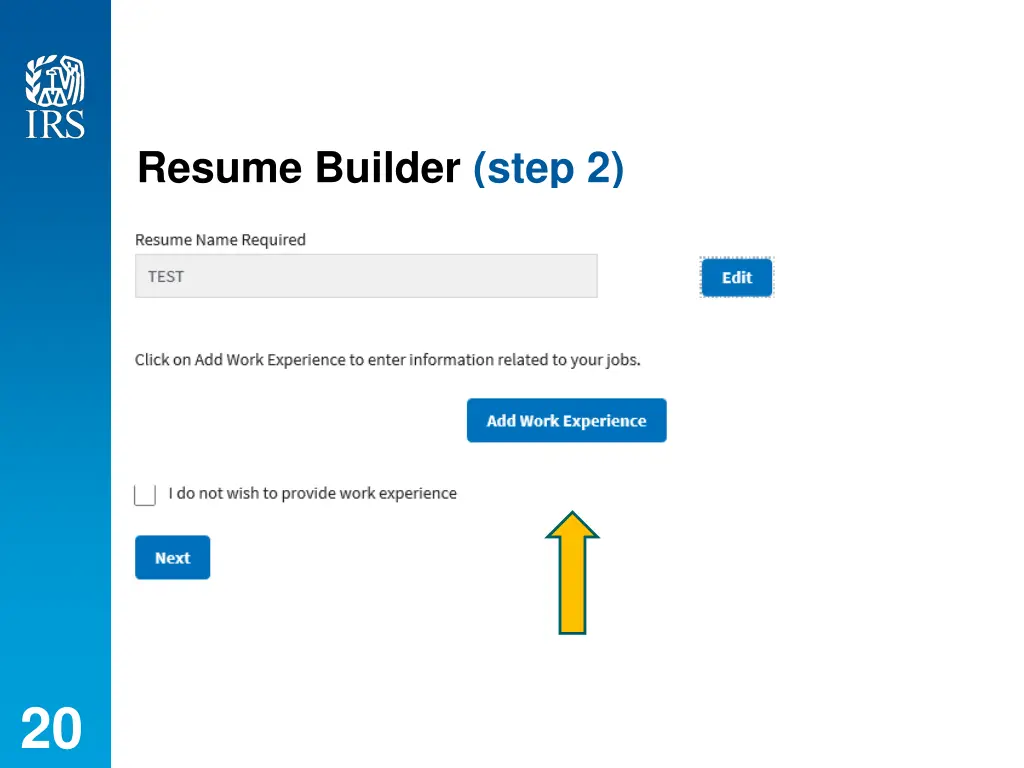 resume builder step 2
