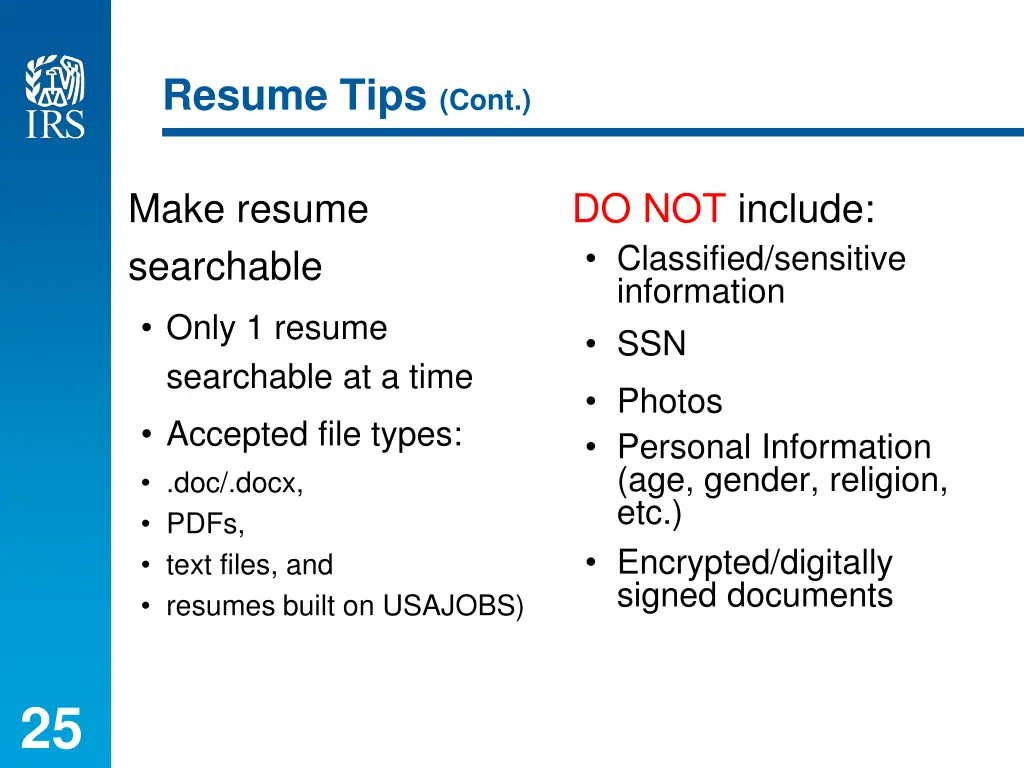resume tips cont