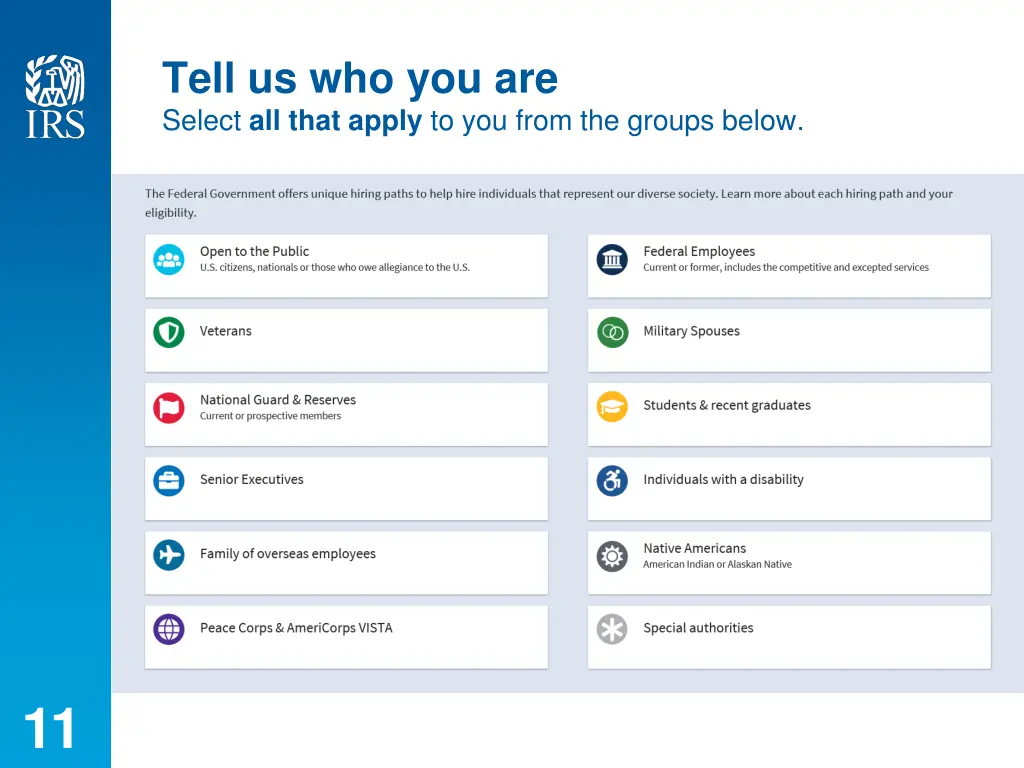 tell us who you are select all that apply