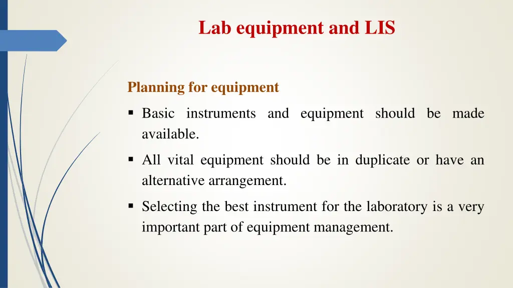 lab equipment and lis